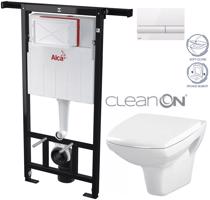 ALCADRAIN Jádromodul předstěnový instalační systém s bílým tlačítkem M1710 + WC CERSANIT CLEANON CARINA + SEDÁTKO AM102/1120 M1710 CA2