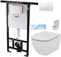 ALCADRAIN Jádromodul předstěnový instalační systém s bílým tlačítkem M1710 + WC Ideal Standard Tesi se sedátkem SoftClose, AquaBlade  AM102/1120 M1710 TE1