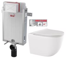 ALCADRAIN Renovmodul předstěnový instalační systém bez tlačítka + WC INVENA TINOS  + SEDÁTKO AM115/1000 X NO1