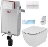ALCADRAIN Renovmodul předstěnový instalační systém s bílým tlačítkem M1710 + WC Ideal Standard Tesi se sedátkem SoftClose, AquaBlade  AM115/1000 M1710 TE1