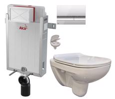 ALCADRAIN Renovmodul předstěnový instalační systém s chromovým tlačítkem M1721 + WC bez oplachového kruhu Edge + SEDÁTKO AM115/1000 M1721 EG1