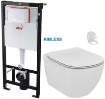 ALCADRAIN Sádromodul předstěnový instalační systém bez tlačítka + WC Ideal Standard Tesi se sedátkem RIMLESS AM101/1120 X TE2