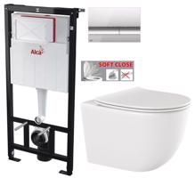 ALCADRAIN Sádromodul předstěnový instalační systém s chromovým tlačítkem M1721 + WC INVENA TINOS  + SEDÁTKO AM101/1120 M1721 NO1