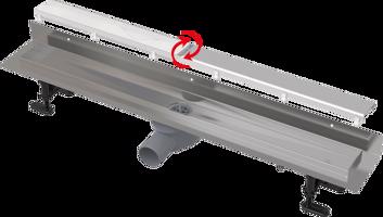 Alcadrain Sprchový žlab s límcem ke stěně, nerezový, vč. roštu na vložení dlažby, 750 mm