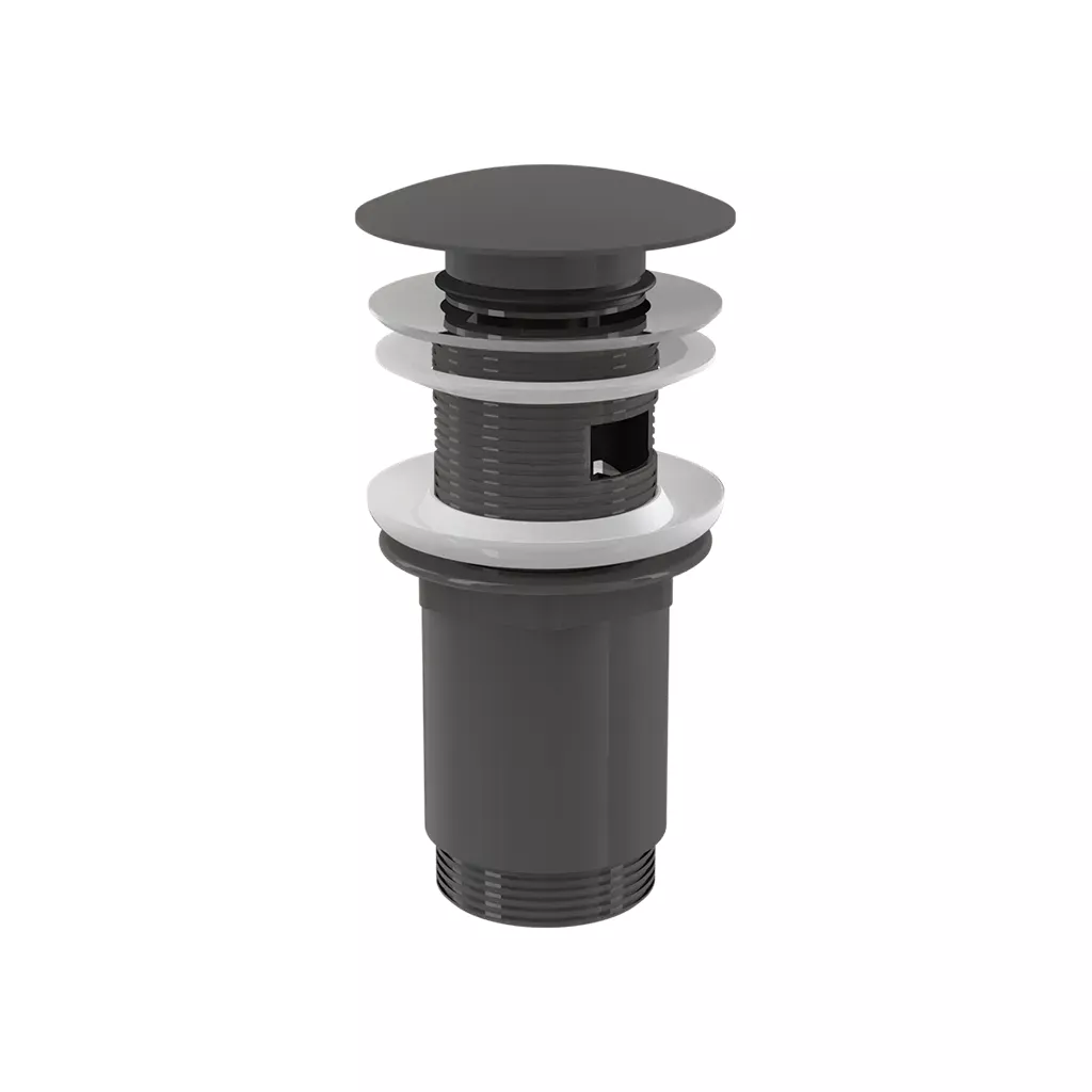 Alcadrain Výpust umyvadlová CLICK/CLACK 5/4" celokovová s přepadem, velká zátka, GUN METAL-lesk A392-GM-P A392-GM-P