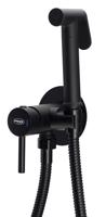 AQUALINE Podomítková bidetová baterie se Stop sprškou, hadice 1,2m, kulatá, černá mat SK302B