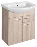 AQUALINE ZOJA umyvadlová skříňka 61,5x74x32cm, 2x dvířka, 1x zásuvka, dub platin 51165