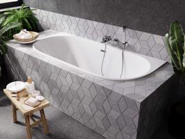 BESCO Asymetrická vana VICA SLIM+ bílá, sifon se štěrbinovým přepadem Barva sifonu Chrom, Nožičky k vaně Bez nožiček, Rozměr vany 170 × 80 cm VANVIC170SLIM