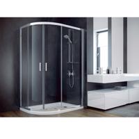 BESCO Asymetrický sprchový kout MODERN 185 + vanička z litého mramoru LAKA Barva rámu Chrom/Leštěný hliník (ALU), Rozměr A 100 cm, Rozměr B 80 cm, Vanička HL Včetně vaničky, Výplň Frost bezpečnostní sklo 6 mm, Způsob provedení Levá (BCASYMO1080C