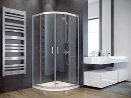 BESCO Čtvrtkruhový sprchový kout MODERN 185 Barva rámu Chrom/Leštěný hliník (ALU), Rozměr A 90 cm, Rozměr B 90 cm, Rozměr C 185 cm, Směr zavírání Univerzální Levé / Pravé, Výplň Frost bezpečnostní sklo 6 mm BCMOD90CTVRTCF