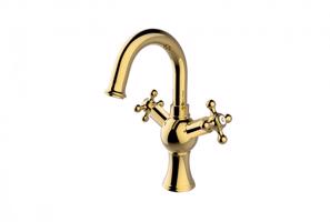 BESCO Stojánková umyvadlová baterie RETRO II Zlatá BABURIIZL