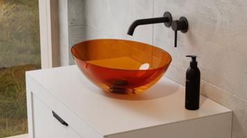 BESCO Umyvadlo na desku ANYA ze syntetické pryskyřice Barva Hnědá, Barva sifonu Bílá KEANYA50HW