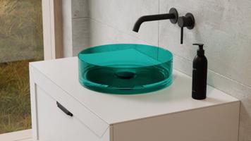 BESCO Umyvadlo na desku ENYA ze syntetické pryskyřice Barva Zelená, Barva sifonu Chrom KEENYA36Z