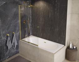 BESCO Vanová zástěna EASY SLIDE GOLD Barva rámu Zlatá, Rozměr A 100 cm, Směr zavírání Univerzální Levé / Pravé, Výplň Čiré bezpečnostní sklo 4 mm BCEASL100GC