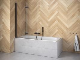 BESCO Vanová zástěna LUMIX BLACK Barva rámu Černá matná, Rozměr A 100 cm, Směr zavírání Univerzální Levé / Pravé, Výplň Čiré bezpečnostní sklo 6 mm BCLUMBL100BC