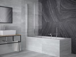 BESCO Vanová zástěna PRIME 2 Barva rámu Chrom/Leštěný hliník (ALU), Rozměr A 90 cm, Směr zavírání Univerzální Levé / Pravé, Výplň Čiré bezpečnostní sklo 5 mm BCPRIM90CC