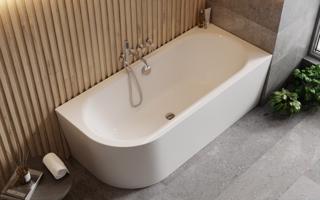 BESCO Volně stojící vana AVITA A-LINE bílá, sifon s napouštěním přepadem Barva sifonu Chrom, Rozměr vany 150 × 75 cm, Způsob provedení Pravé VANAVITAL15PN