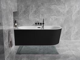 BESCO Volně stojící vana AVITA A-LINE černá/bílá, sifon se štěrbinovým přepadem Barva sifonu Grafitová, Rozměr vany 170 × 75 cm, Způsob provedení Levé VANAVITAL17LGBW