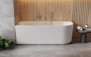 BESCO Volně stojící vana DENAYA bílá, sifon se štěrbinovým přepadem Barva Bílá, Barva sifonu Bílá, Rozměr vany 150 × 75 cm, Způsob provedení Levé VANDENA150LW