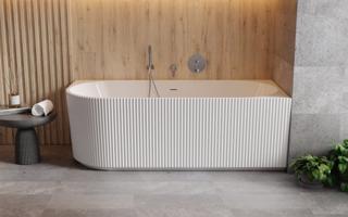 BESCO Volně stojící vana DENAYA bílá, sifon se štěrbinovým přepadem Barva Bílá, Barva sifonu Černá, Rozměr vany 150 × 75 cm, Způsob provedení Pravé VANDENA150PB