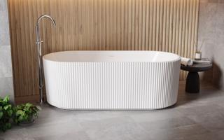 BESCO Volně stojící vana GIULIANA bílá, sifon se štěrbinovým přepadem Barva Bílá, Barva sifonu Chrom, Rozměr vany 150 × 75 cm VANGIU150WN