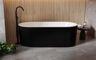 BESCO Volně stojící vana GIULIANA černá/bílá, sifon se štěrbinovým přepadem Barva Černá / bílá, Barva sifonu Černá, Rozměr vany 150 × 75 cm VANGIU150BWNB