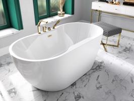 BESCO Volně stojící vana NAVIA bílá Barva Bílá, Barva sifonu Zlatá, Rozměr vany 150 × 80 cm VANNAVIA150Z