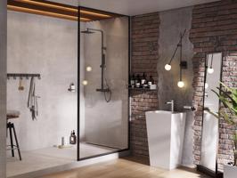 BESCO Walk-in sprchový kout ICON BLACK Barva rámu Černá, Rozměr A 110 cm, Rozměr C 200 cm, Směr zavírání Univerzální Levé / Pravé, Výplň Čiré bezpečnostní sklo 8 mm BCICON11BC