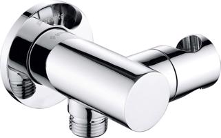 DEANTE Cascada chrom Úhlová hadicová spojka, kulatá, s držákem ruční sprchy NAC_057K