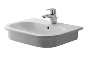 DURAVIT D-Code Umyvadlo zápustné, 55x44 cm, s přepadem, s otvorem pro baterii, bílá 0337540000