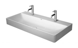 DURAVIT DuraSquare Dvojumyvadlo 100x47 cm, se 2 otvory pro baterie, DuraCeram, alpská bílá 2353100043