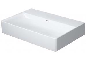 DURAVIT DuraSquare Umyvadlo 60x40 cm, bez přepadu, bez otvoru pro baterii, DuraCeram, WonderGliss, bílá 23566000701