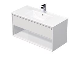 Emmy Design EMMY 100 cm bílá/bílá s jednou zásuvkou a otevřenou nikou, s umyvadlem SISTEMA (A0536/A0536)