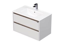 Emmy Design EMMY 100 cm bílá/Wellington se dvěma zásuvkami, s umyvadlem SISTEMA (A0536/D370)