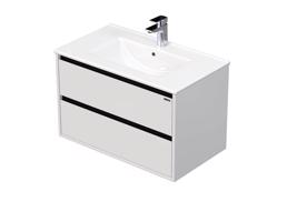 Emmy Design EMMY 60 cm bílá/černá se dvěma zásuvkami, včetně umyvadla AS (A0536/A3686)