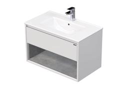 Emmy Design EMMY 70 cm bílá/beton s jednou zásuvkou a otevřenou nikou, včetně umyvadla AS  (A0536/F186)