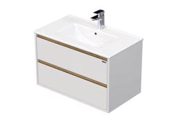 Emmy Design EMMY 70 cm bílá/dub se dvěma zásuvkami, včetně umyvadla AS (A0536/H3730 ST 10)