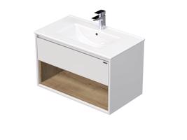 Emmy Design EMMY 70 cm bílá/halifax s jednou zásuvkou a otevřenou nikou, včetně umyvadla AS  (A0536/80)