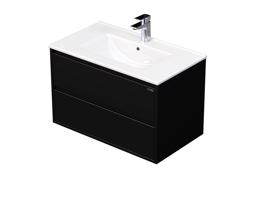 Emmy Design EMMY 90 cm černá/černá se dvěma zásuvkami, s umyvadlem DENIA (A3686/A3686)