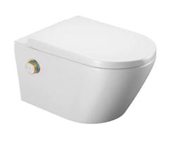 Excellent Elektronický bidet Dakota D2 ve tvaru písmene D s keramikou s bezlemovým oplachovým sytémem CLEAN-ME se zlatým ovládacím systémem