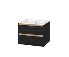 Excellent Koupelnový nábytek Tuto 60 cm černá/dub se dvěma zásuvkami, pro zápustné umyvadlo AS