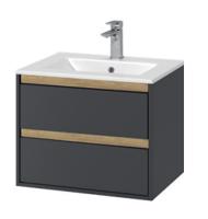 Excellent Koupelnový nábytek Tuto 60 cm šedá/dub se dvěma zásuvkami, pro zápustné umyvadlo AS