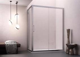 FORTE Obdélníkový kout MAYA KOMBI Barva rámu Hliník leštěný, Rozměr A 110 cm, Rozměr B 90 cm, Směr zavírání Univerzální Levé / Pravé, Výplň Čiré bezpečnostní sklo 6 mm BLMA101CC+BL404CC