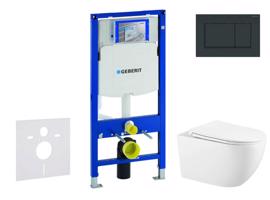 GEBERIT Duofix Set předstěnové instalace, klozetu Gaia a sedátka softclose, tlačítko Sigma30, černá lesk/černá mat SANI11CA5136
