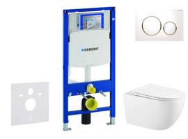 GEBERIT Duofix Set předstěnové instalace, klozetu Gaia sedátka softclose, tlačítko Sigma20, bílá/pozlacená SANI11CA3140