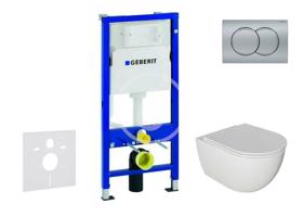 GEBERIT Duofix Set předstěnové instalace, klozetu Oudee a sedátka softclose, tlačítko Delta01, matný chrom SANI11CA1125