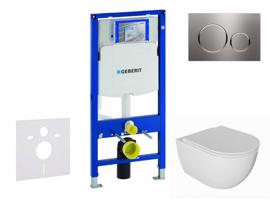 GEBERIT Duofix Set předstěnové instalace, klozetu Oudee a sedátka softclose, tlačítko Sigma20, nerez SANI11CA6101
