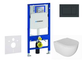 GEBERIT Duofix Set předstěnové instalace, klozetu Oudee a sedátka softclose, tlačítko Sigma30, černá lesk/černá mat SANI11CA5130