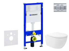 GEBERIT Duofix Set předstěnové instalace, klozetu Oudee Vortex a sedátka softclose, tlačítko Delta01, lesklý chrom SANI11CA1150