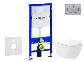 GEBERIT Duofix Set předstěnové instalace, klozetu Oudee Vortex a sedátka softclose, tlačítko Delta01, matný chrom SANI11CA1151